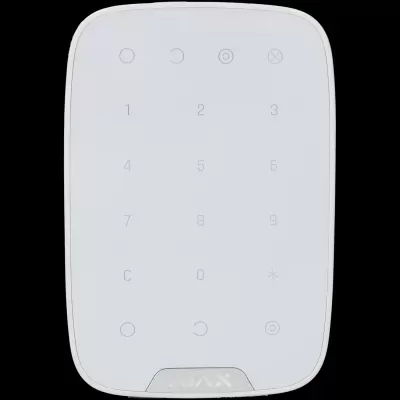 Teclado branco numérico com botões e a marca AJAX