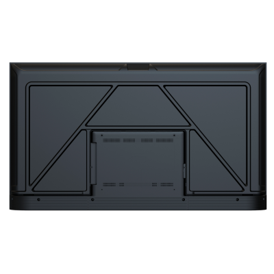 Parte traseira preta de televisão ou monitor com painéis geométricos