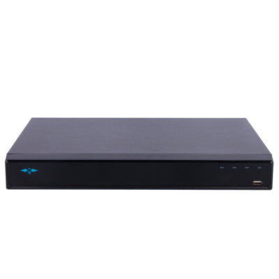 Aparelho eletrónico preto com luzes LED e porta USB