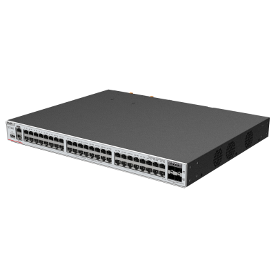 Comutador de rede Cisco Catalyst preto e cinza com 48 portas Ethernet