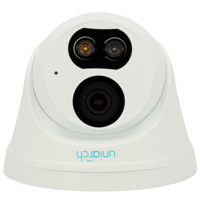 Câmara de segurança cúpula branca com lente e luzes LED preta