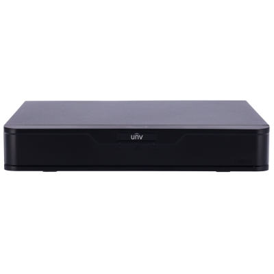 Aparelho eletrónico preto com etiqueta unv e indicadores LED frontais