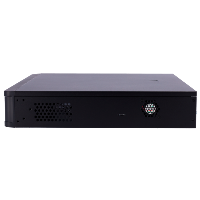 Aparelho eletrónico preto com grelhas de ventilação hexagonais