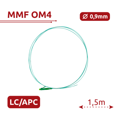 Cabo de fibra ótica MMF OM4 azul com conector LC/APC verde