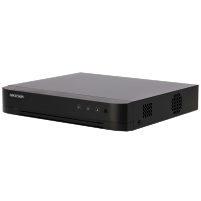 Receptor digital preto Hikvision com botões e ventilação lateral