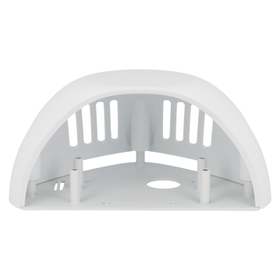 Suporte branco em plástico com design curvo e ranhuras verticais