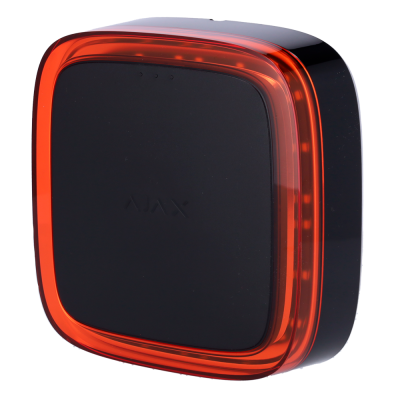 Dispositivo rectangular preto com bordas vermelhas translúcidas e texto AJAX no centro.