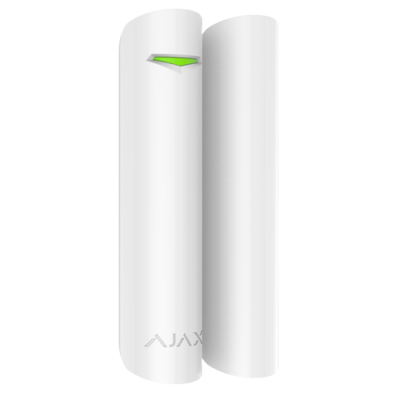 Dispositivo branco cilíndrico com faixa verde e texto AJAX