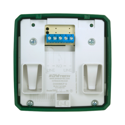 Base para comando ou interruptor com conexões de parafuso e texto impresso