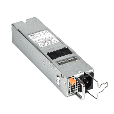 Módulo eletrónico metálico retangular cinza com etiqueta e alavanca