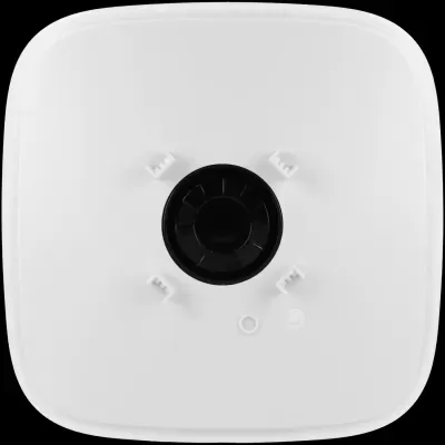 Câmara de segurança branca com lente preta central