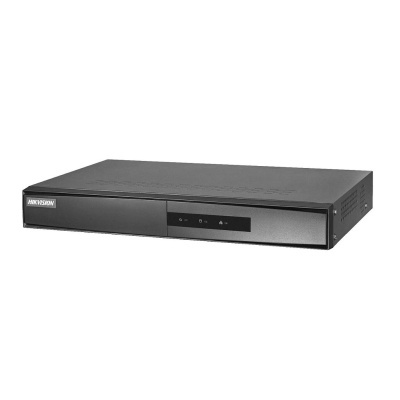 Aparelho eletrónico preto da marca HIKVISION com painel frontal iluminado