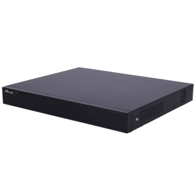Aparelho eletrónico preto retangular com ventilação lateral e logótipo Milesight