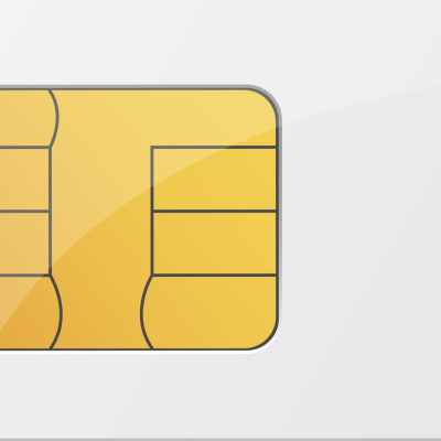 Cartão SIM branco com chip dourado para dispositivos móveis