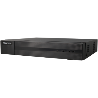 Leitor de vídeo digital preto com marca Hikvision e textura em losangos na frente