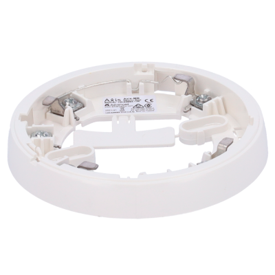 Suporte branco redondo de teto para detetor com componentes metálicos e etiqueta Axis