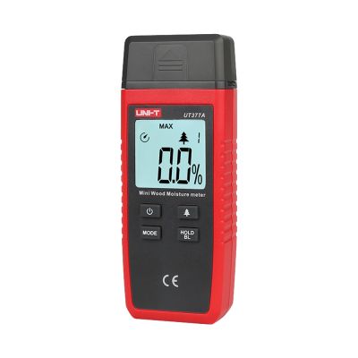 Medidor de humidade para madeira vermelho e preto com visor digital