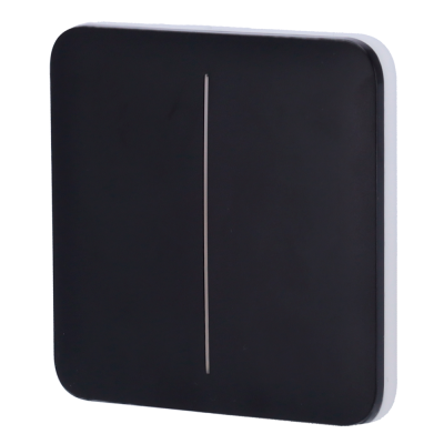 Interruptor elétrico quadrado preto fosco com linha prateada vertical