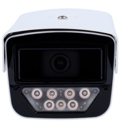 Câmara de vigilância branca com LEDs e lente preta