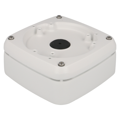 Base quadrada branca com parafusos e orifício central