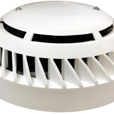 detector de fumo branco redondo com grelhas e parafusos