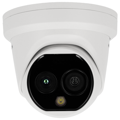 Câmara de segurança branca com lentes duplas e luz LED montada no teto