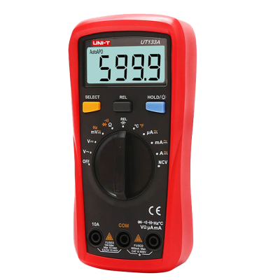 Multímetro digital UNI-T UT133A vermelho e preto com display LCD