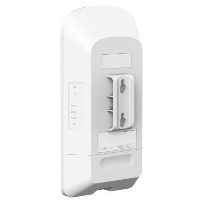 Dispositivo electrónico branco com indicadores LED e suporte para fixação