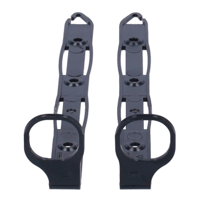 Par de suportes de plástico preto com aberturas circulares