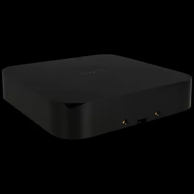 Aparelho eletrónico preto quadrado com cantos arredondados NX