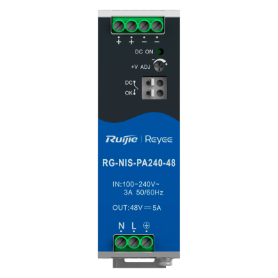 Fonte de alimentação industrial Ruijie RG-NIS-PA240-48 azul e preta com terminais verdes