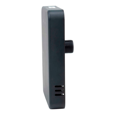 Prisma preto retangular com rosca e ranhuras horizontais