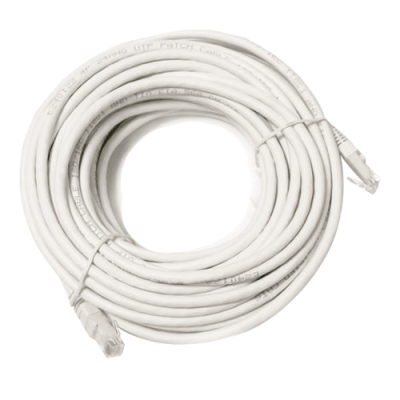 Cabo de rede Ethernet branco com conectores RJ45