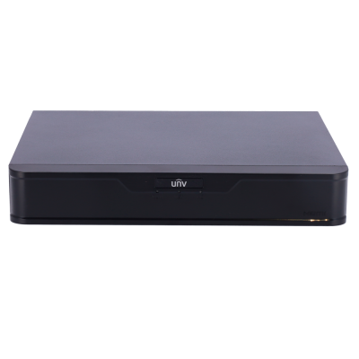 Dispositivo electrónico preto retangular com logo UNV na frente e marca HDMI no canto inferior direito