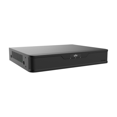 Aparelho eletrônico preto tipo DVR com texto UNV e indicadores