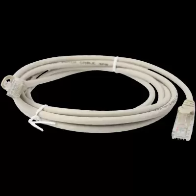 Cabo de rede Ethernet cinzento com conectores RJ45