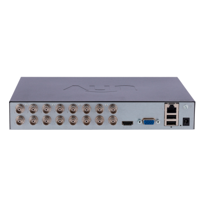 Dispositivo de vídeo preto com múltiplas portas na parte traseira