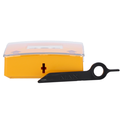 Interruptor manual de segurança laranja com botão preto