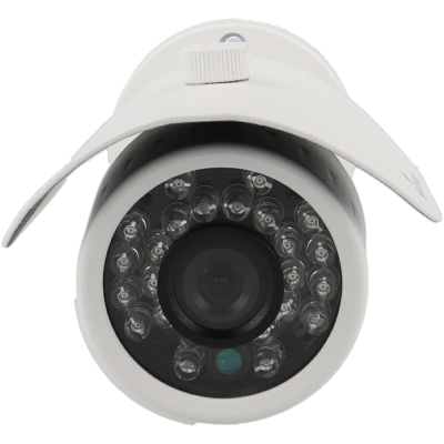 Câmara de vigilância bullet branca com LEDs e visor preto