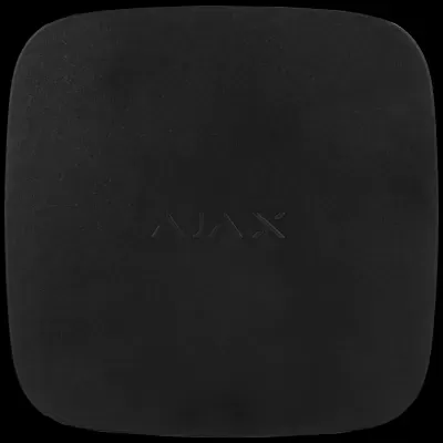 Dispositivo preto quadrado com cantos arredondados e logo AJAX em relevo