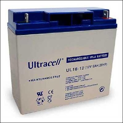 Bateria recarregável Ultracell UL18-12 12V 18Ah cinza e azul