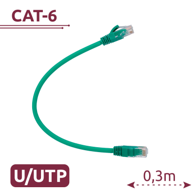 Cabo de rede CAT-6 verde com conectores RJ45