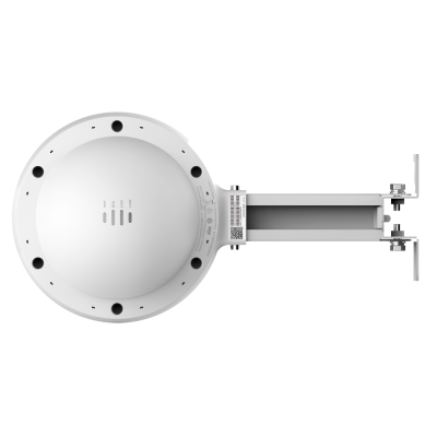 Antena circular branca com suportes metálicos