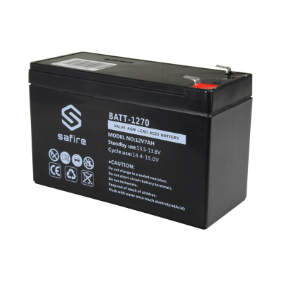 Bateria preta Safire BATT-1270 com etiqueta branca e terminais metálicos