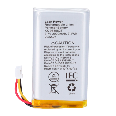 Bateria recarregável de polímero Li-ion com fios coloridos e etiquetas de segurança