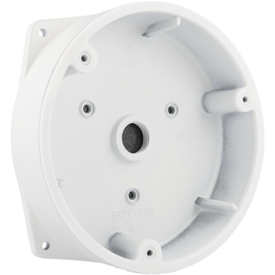 Base redonda de plástico branco com furos e marcações em relevo