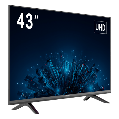 Televisão 43'' cor preta com indicação UHD