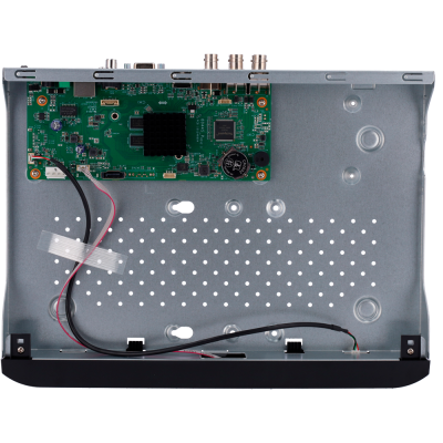 Dispositivo eletrónico aberto mostrando placa de circuito e fios internos
