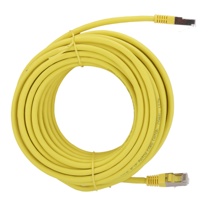Cabo de rede Ethernet amarelo com conectores RJ45