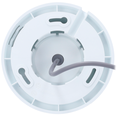 Base redonda de plástico branco com cabo cinzento ligado